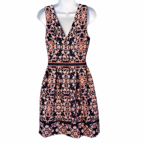 VINCE CAMUTO Pink and Blue Fit and Flare Scuba Dress   Size 6 - Picture 7 of 11